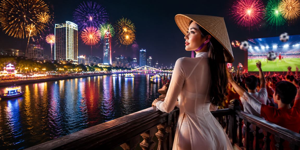 Phụ nữ Huế đội nón lá xem thông tin chính sách bảo mật và quyền riêng tư trên điện thoại